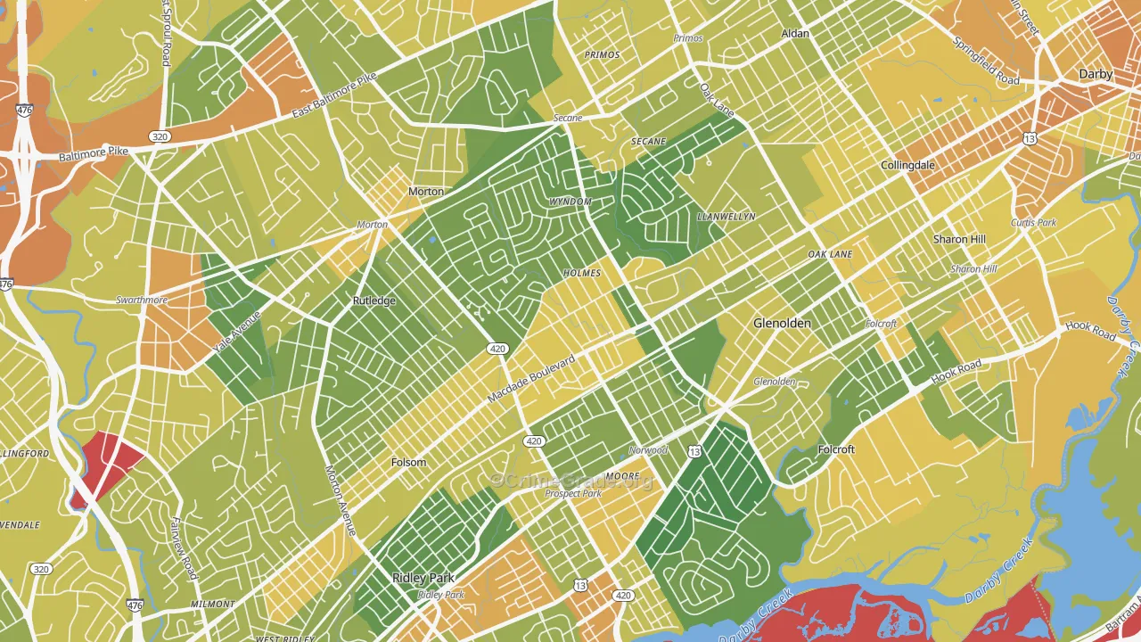 Holmes, PA Map of Drug-Related Crime Rates