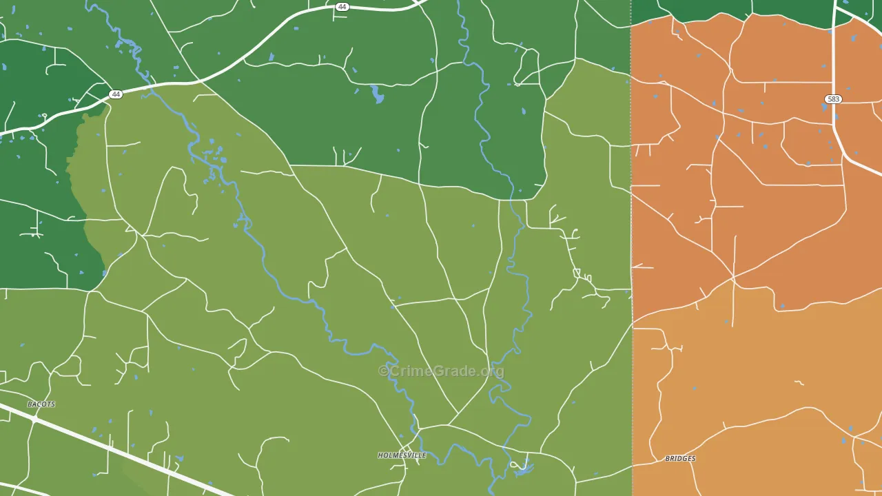 Holmesville, MS Map of Drug-Related Crime Rates