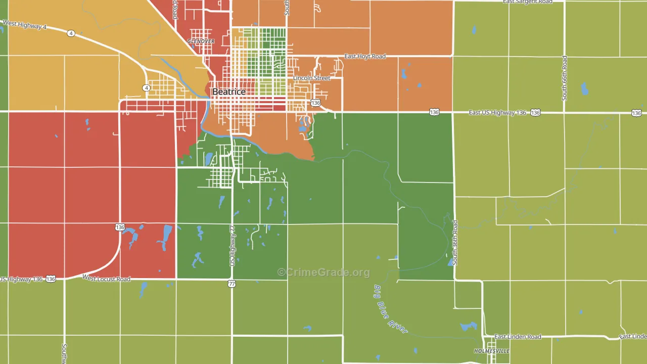 Holmesville, NE Map of Drug-Related Crime Rates