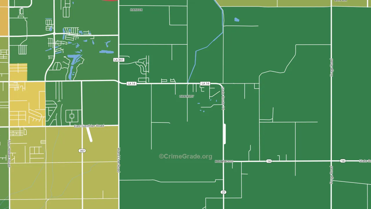 Holmwood, LA Map of Drug-Related Crime Rates