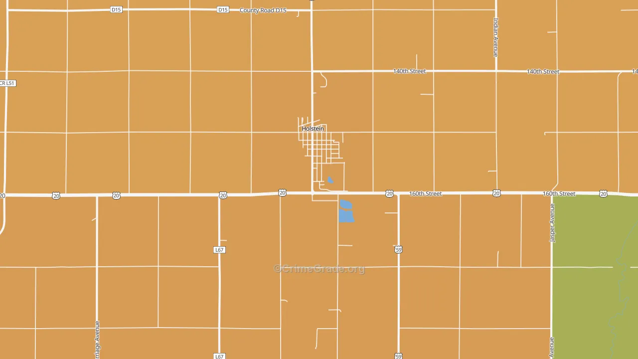Holstein, IA Map of Drug-Related Crime Rates
