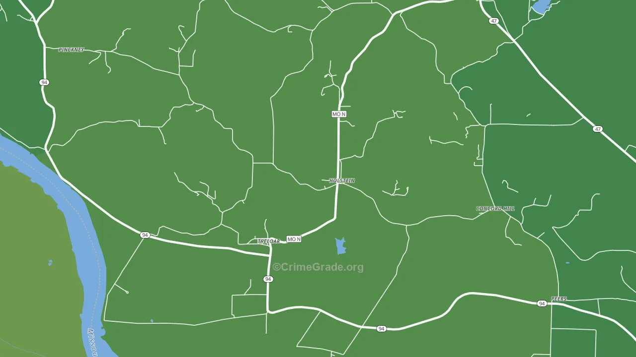 Holstein, MO Map of Drug-Related Crime Rates