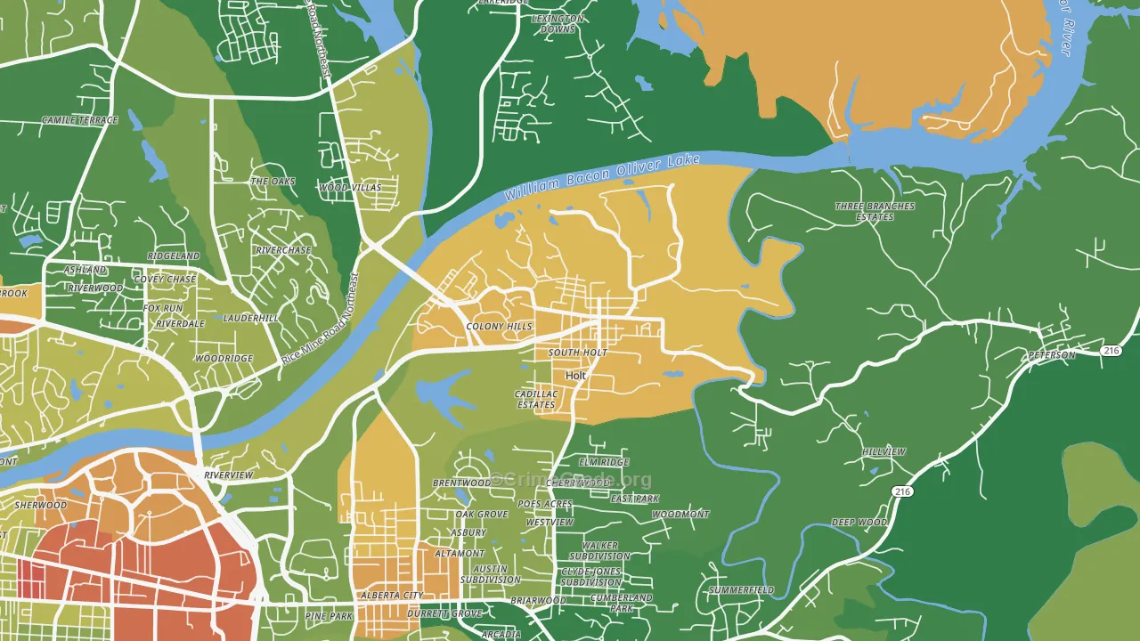 Holt, AL Map of Drug-Related Crime Rates
