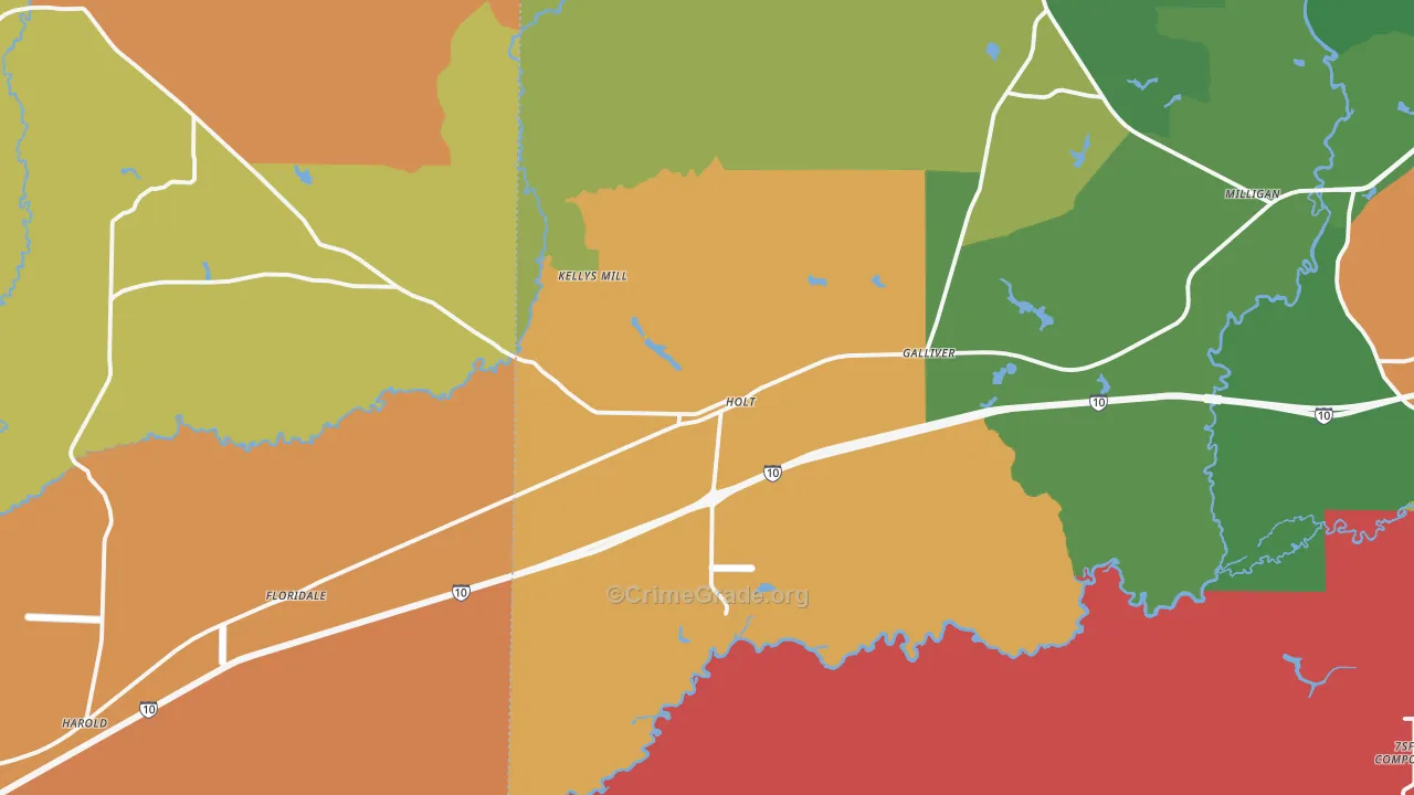 Holt, FL Map of Drug-Related Crime Rates