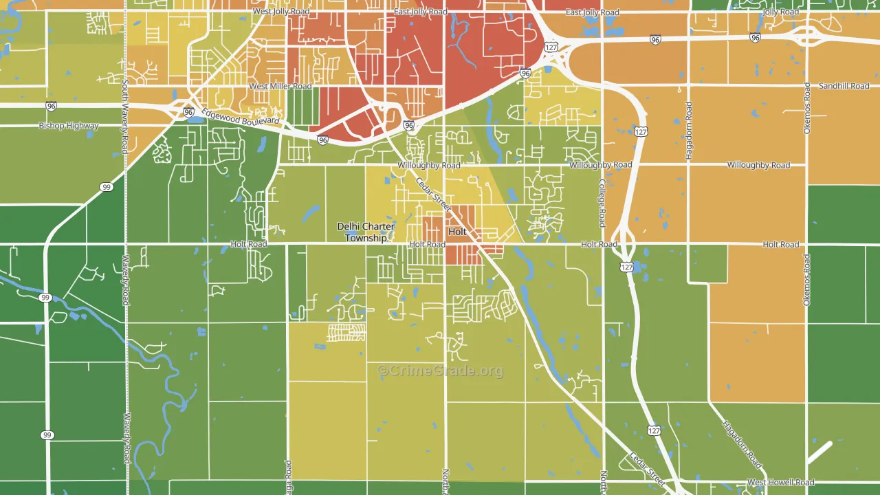 Holt, MI Map of Drug-Related Crime Rates