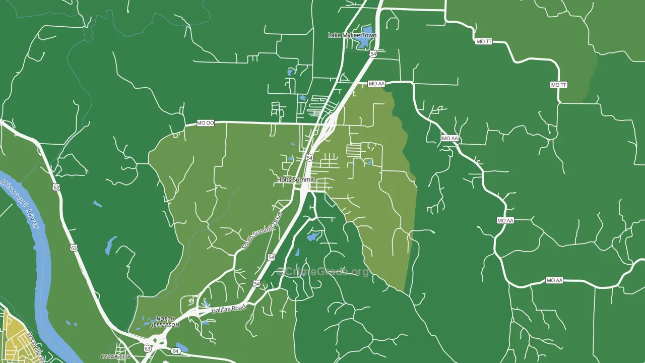 Holts Summit, MO Map of Drug-Related Crime Rates