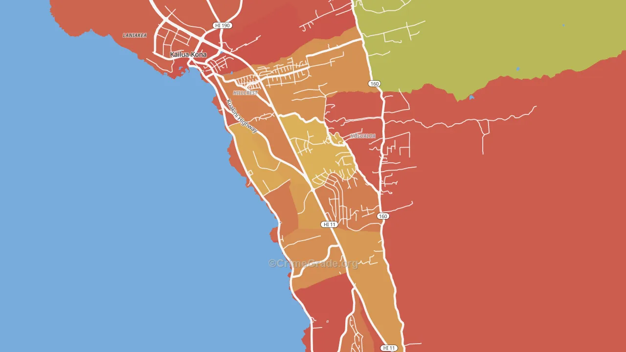 Holualoa, HI Map of Drug-Related Crime Rates