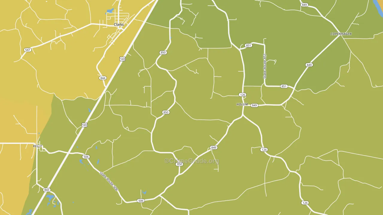 Holum, LA Map of Drug-Related Crime Rates