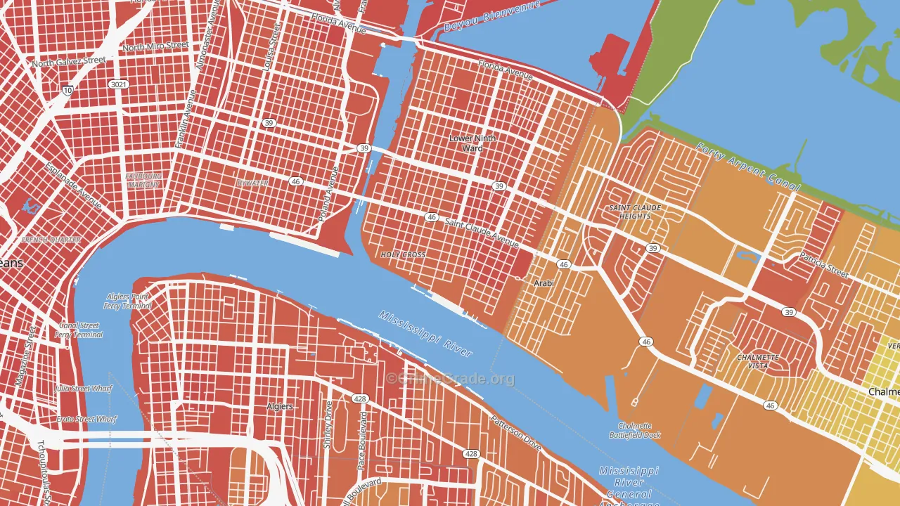 Holy Cross, New Orleans, LA Map of Drug-Related Crime Rates