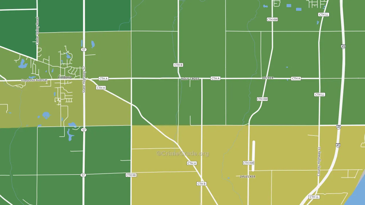 Holy Cross, WI Map of Drug-Related Crime Rates