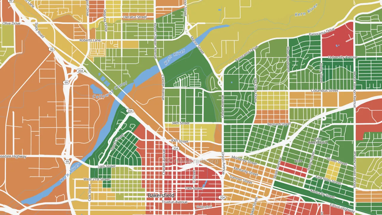 Homaker Park, Bakersfield, CA Map of Drug-Related Crime Rates