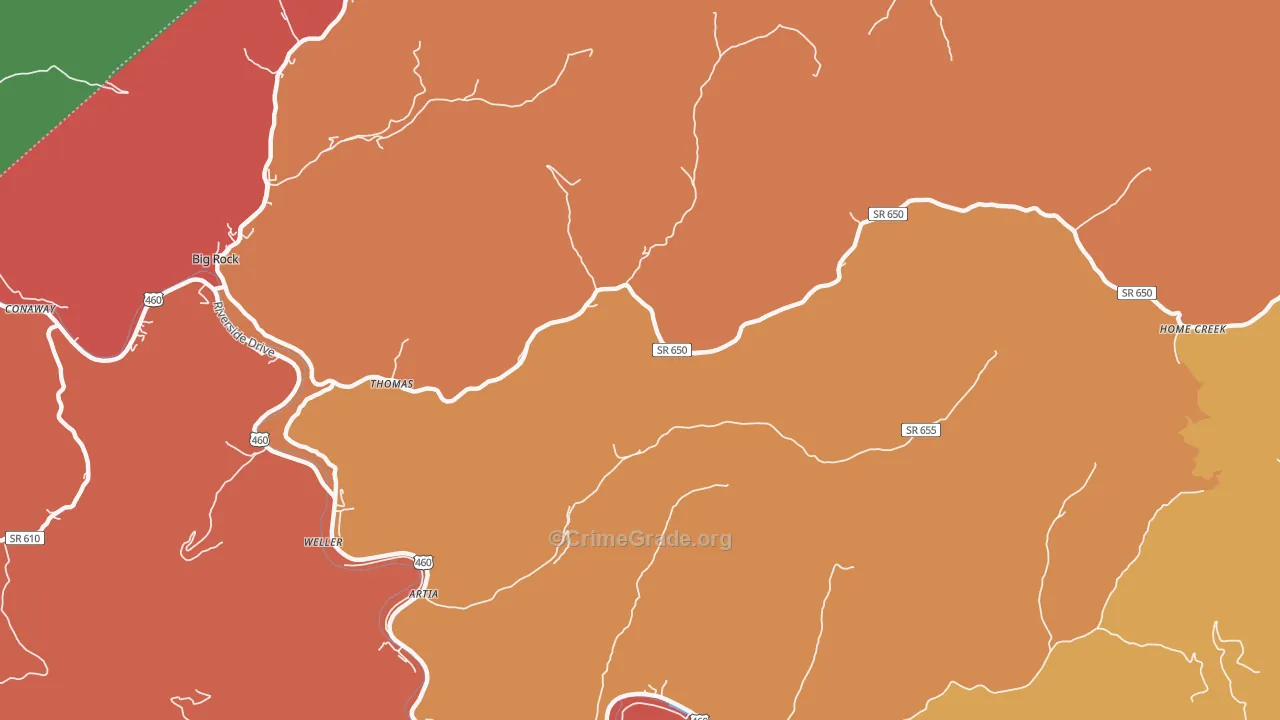 Home Creek, VA Map of Drug-Related Crime Rates