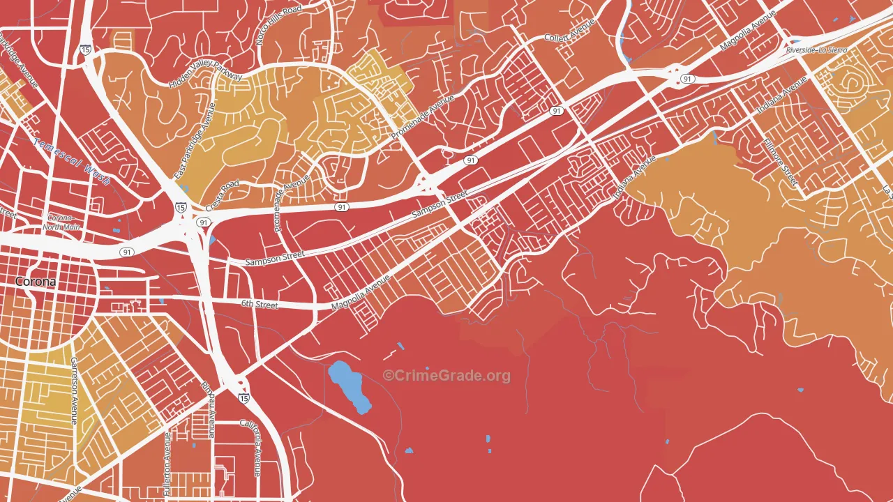 Home Gardens, Corona, CA Map of Drug-Related Crime Rates