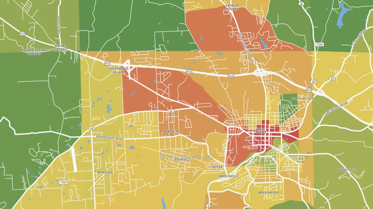 Homeacre-Lyndora, PA Map of Drug-Related Crime Rates