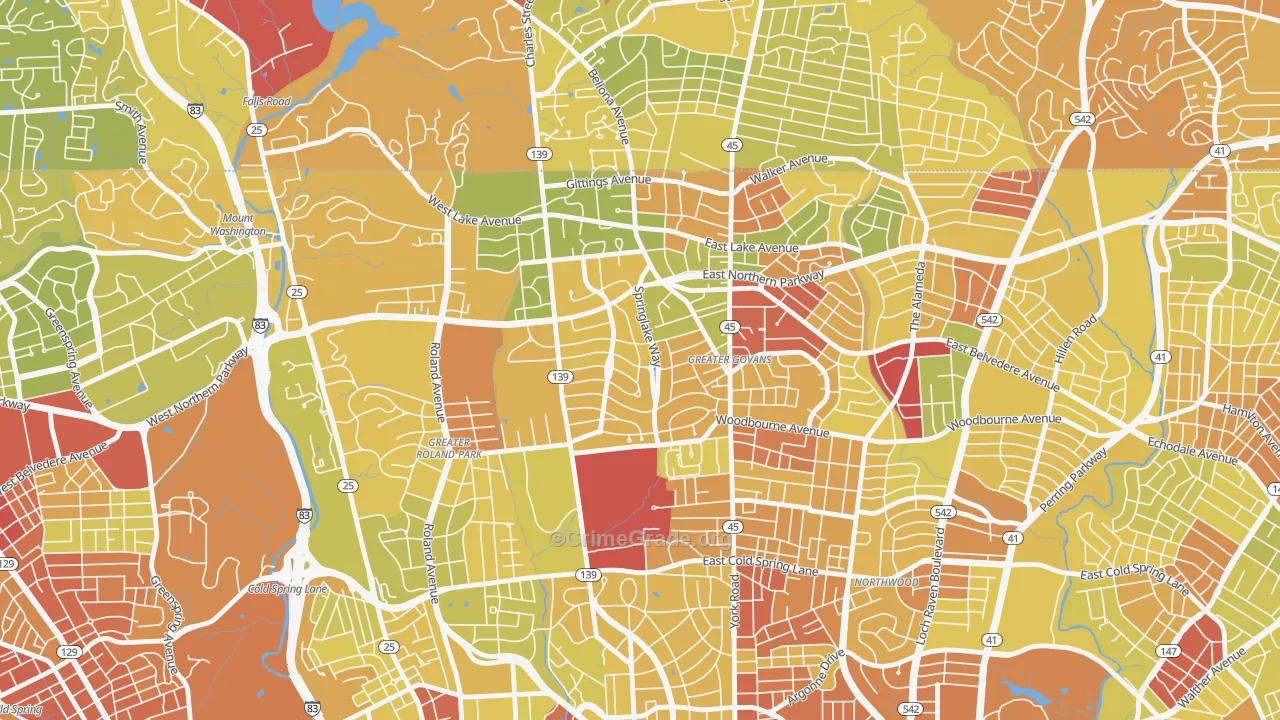 Homeland, Baltimore, MD Map of Drug-Related Crime Rates