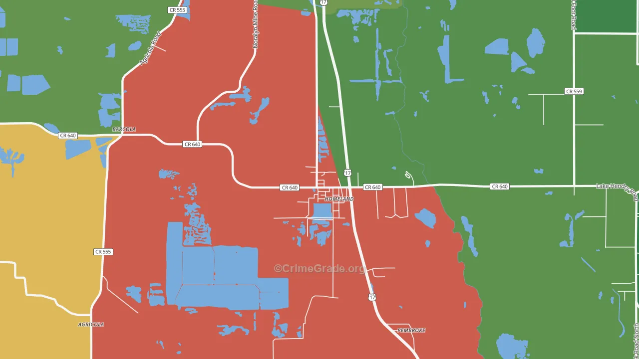 Homeland, FL Map of Drug-Related Crime Rates