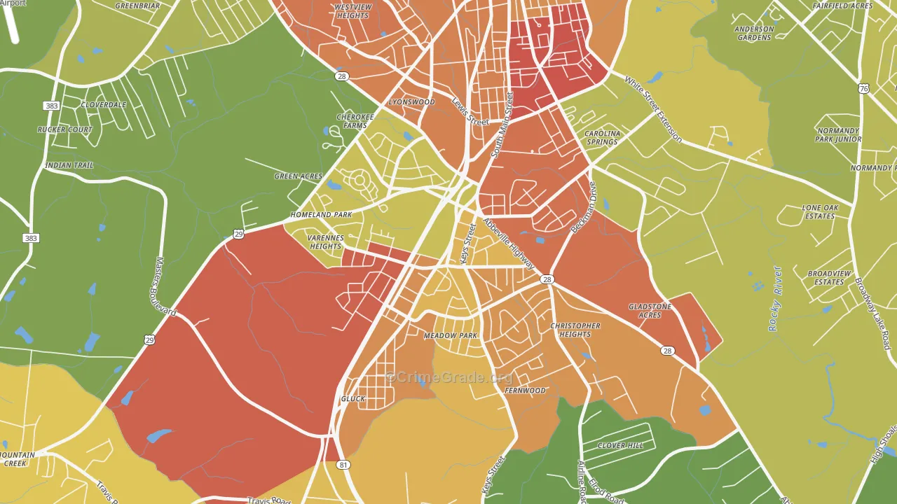 Homeland Park, SC Map of Drug-Related Crime Rates