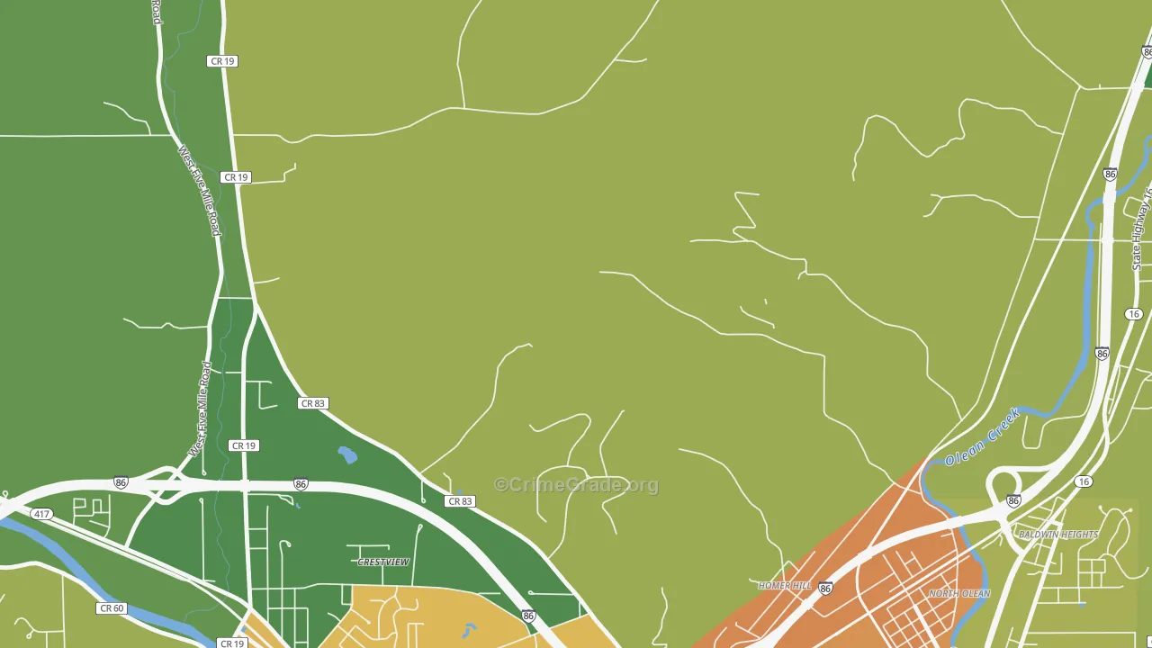 Homer Hill, NY Map of Drug-Related Crime Rates