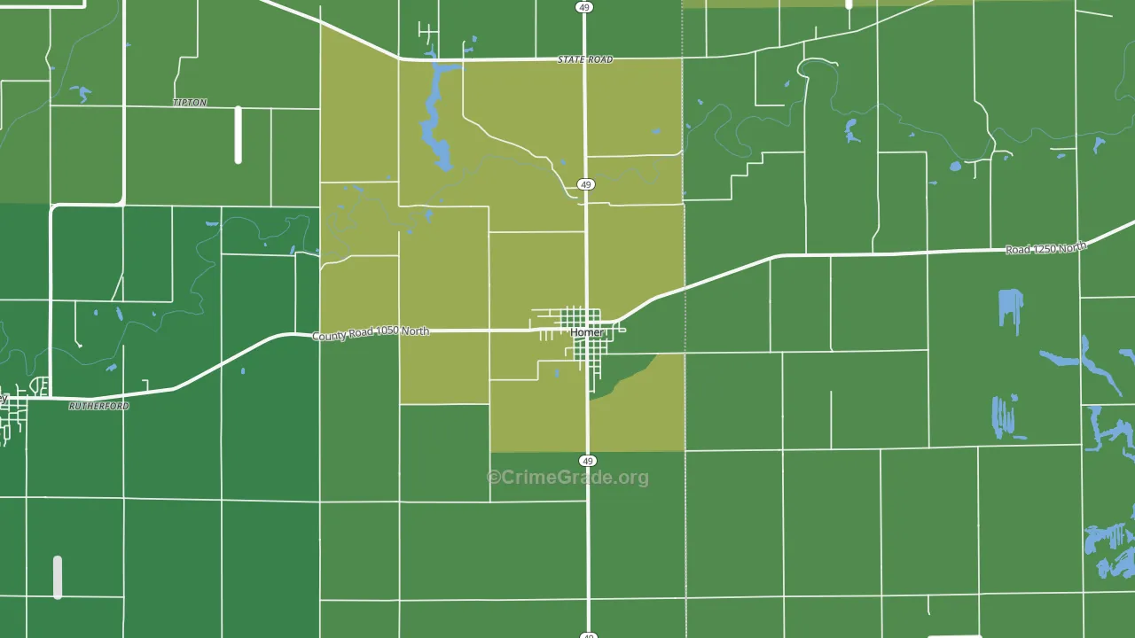 Homer, IL Map of Drug-Related Crime Rates
