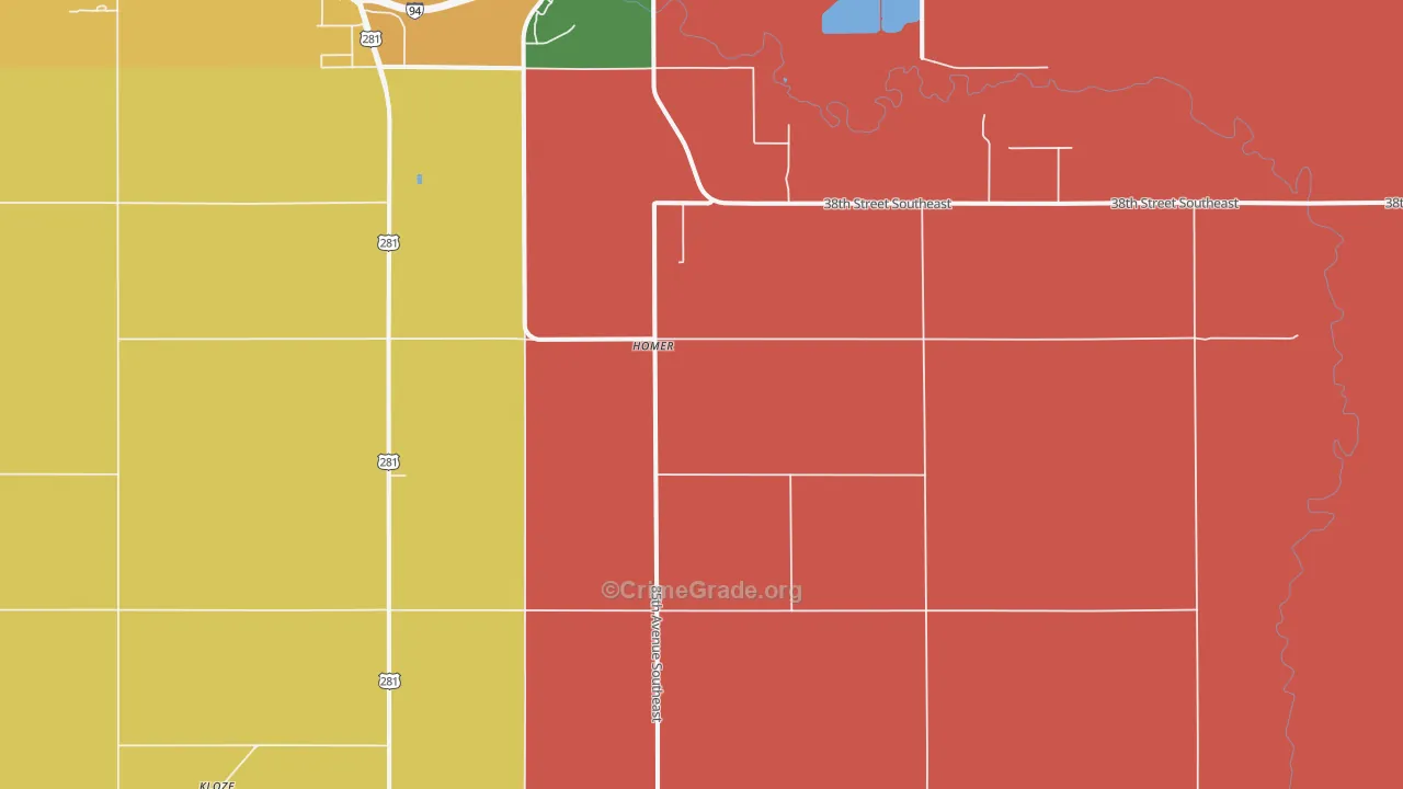 Homer, ND Map of Drug-Related Crime Rates