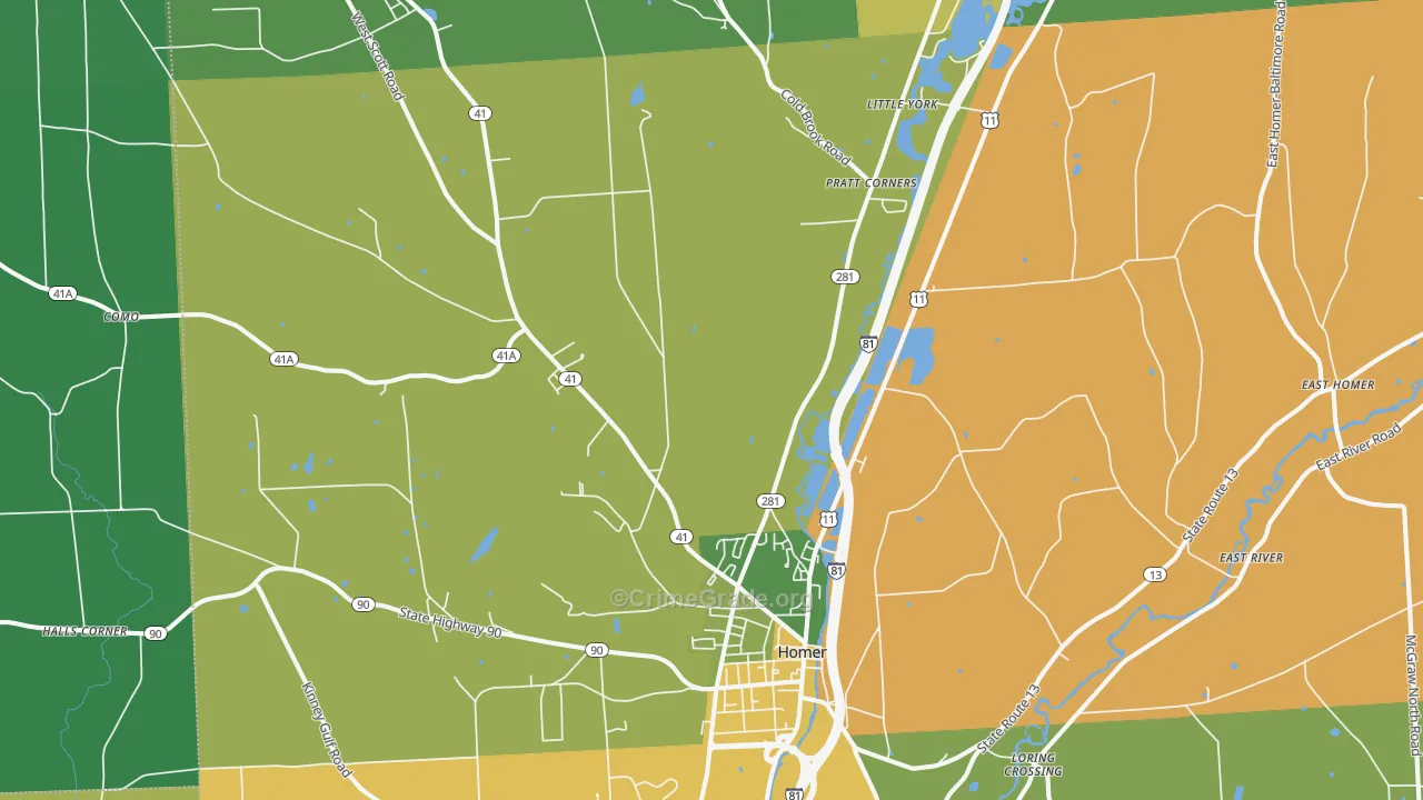 Homer, NY Map of Drug-Related Crime Rates