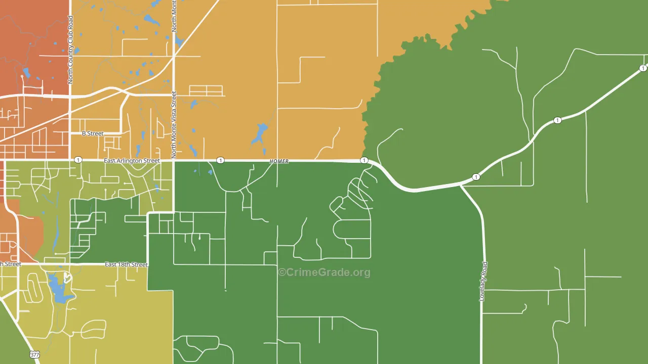 Homer, OK Map of Drug-Related Crime Rates