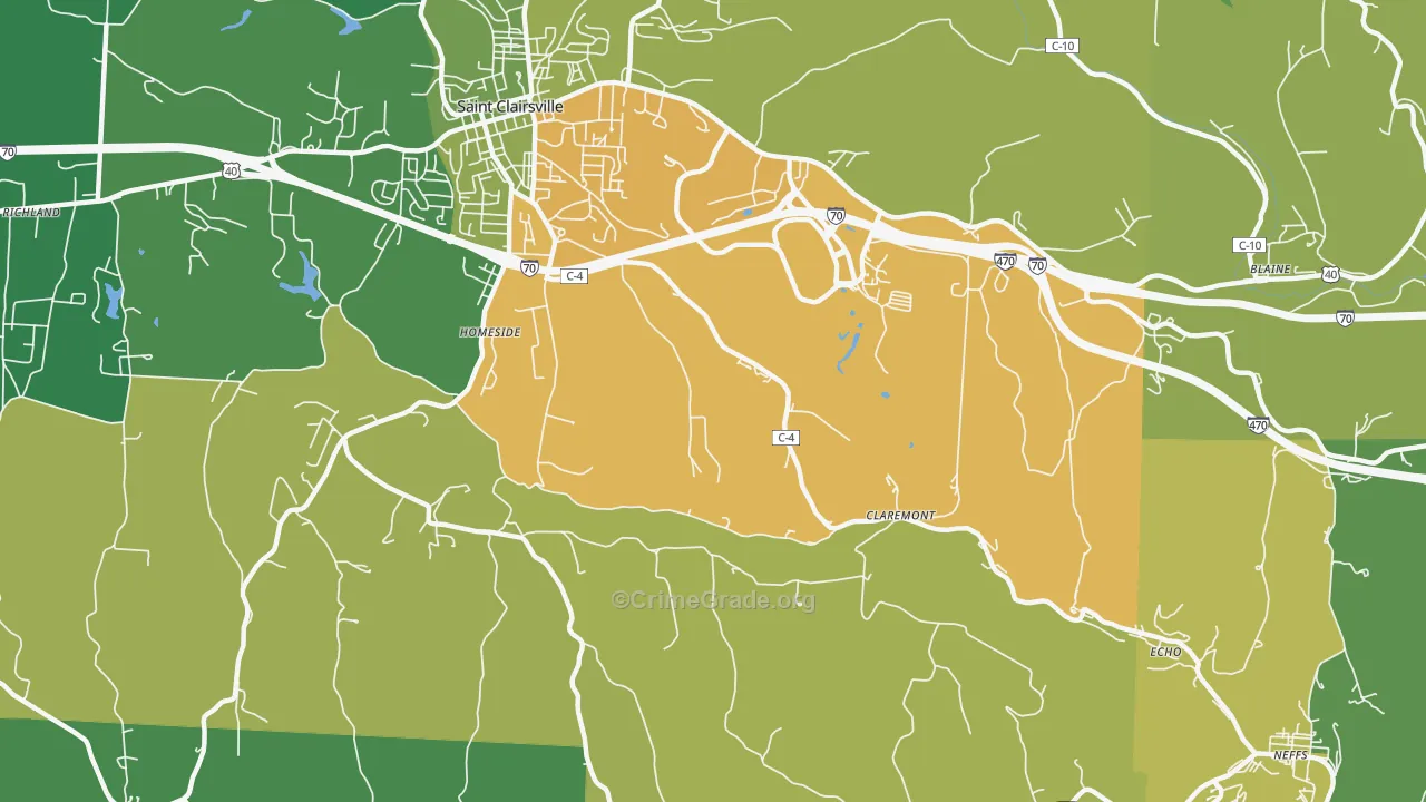 Homeside, OH Map of Drug-Related Crime Rates