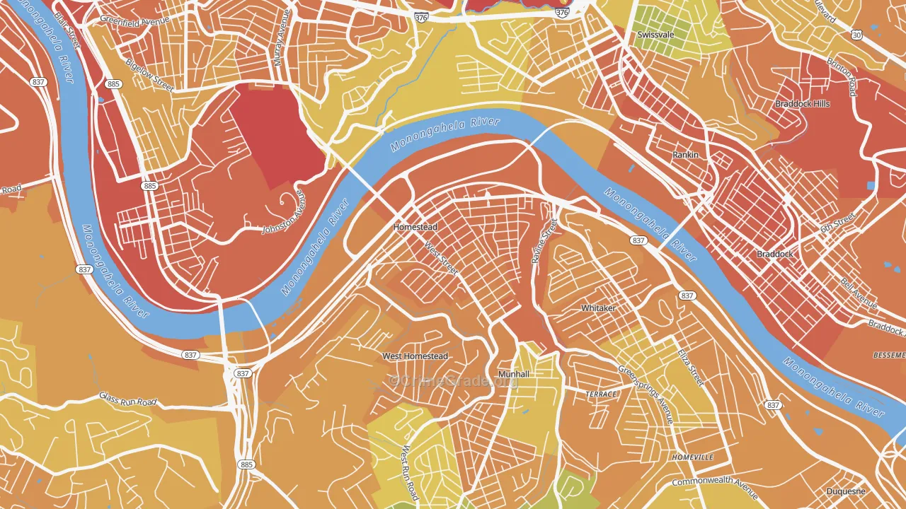 Homestead Park, Homestead, PA Map of Drug-Related Crime Rates