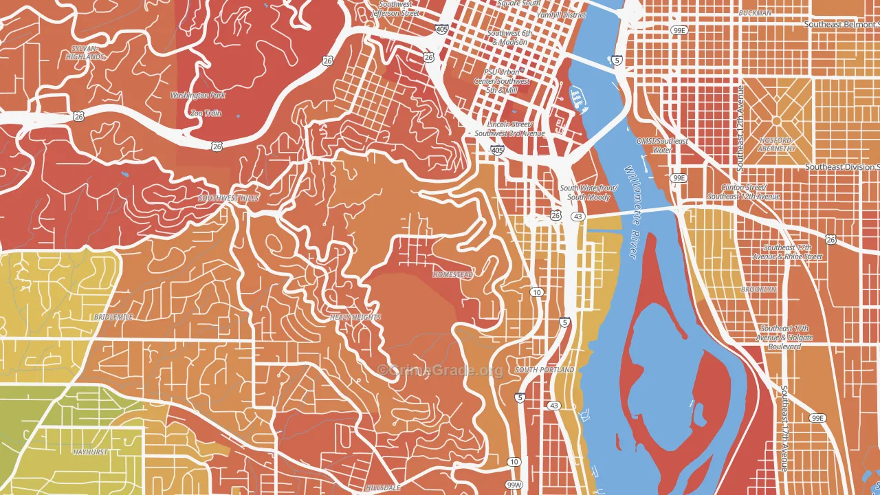 Homestead, Portland, OR Map of Drug-Related Crime Rates