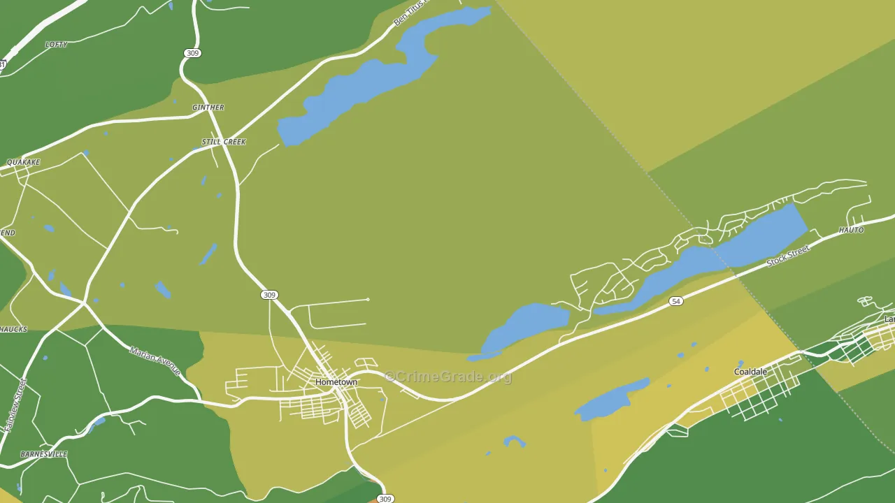 Hometown, PA Map of Drug-Related Crime Rates