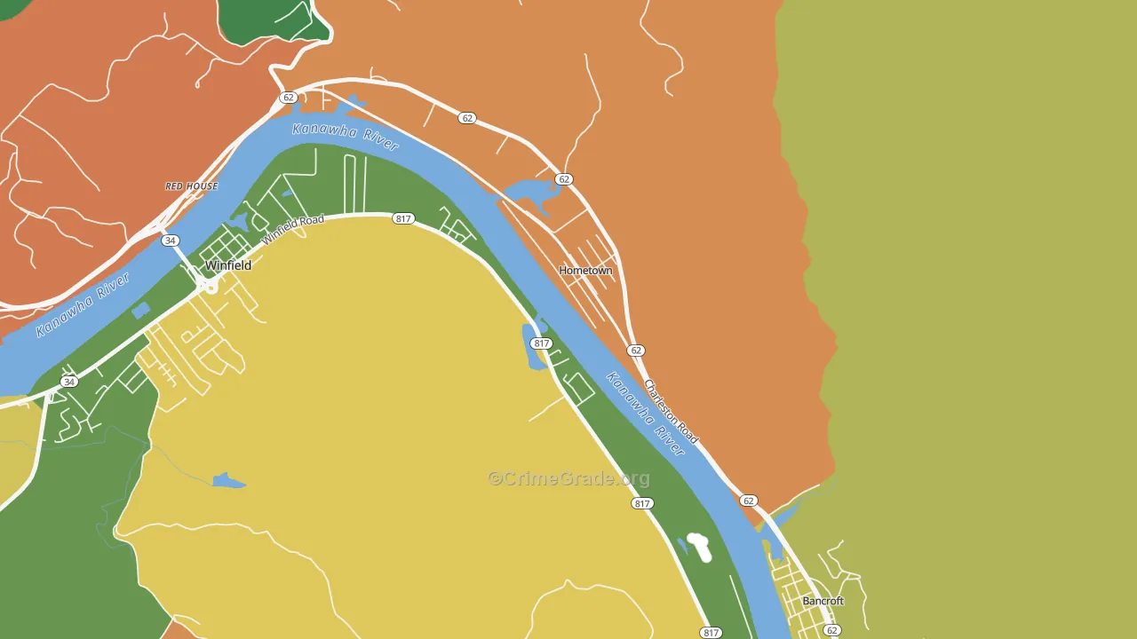 Hometown, WV Map of Drug-Related Crime Rates