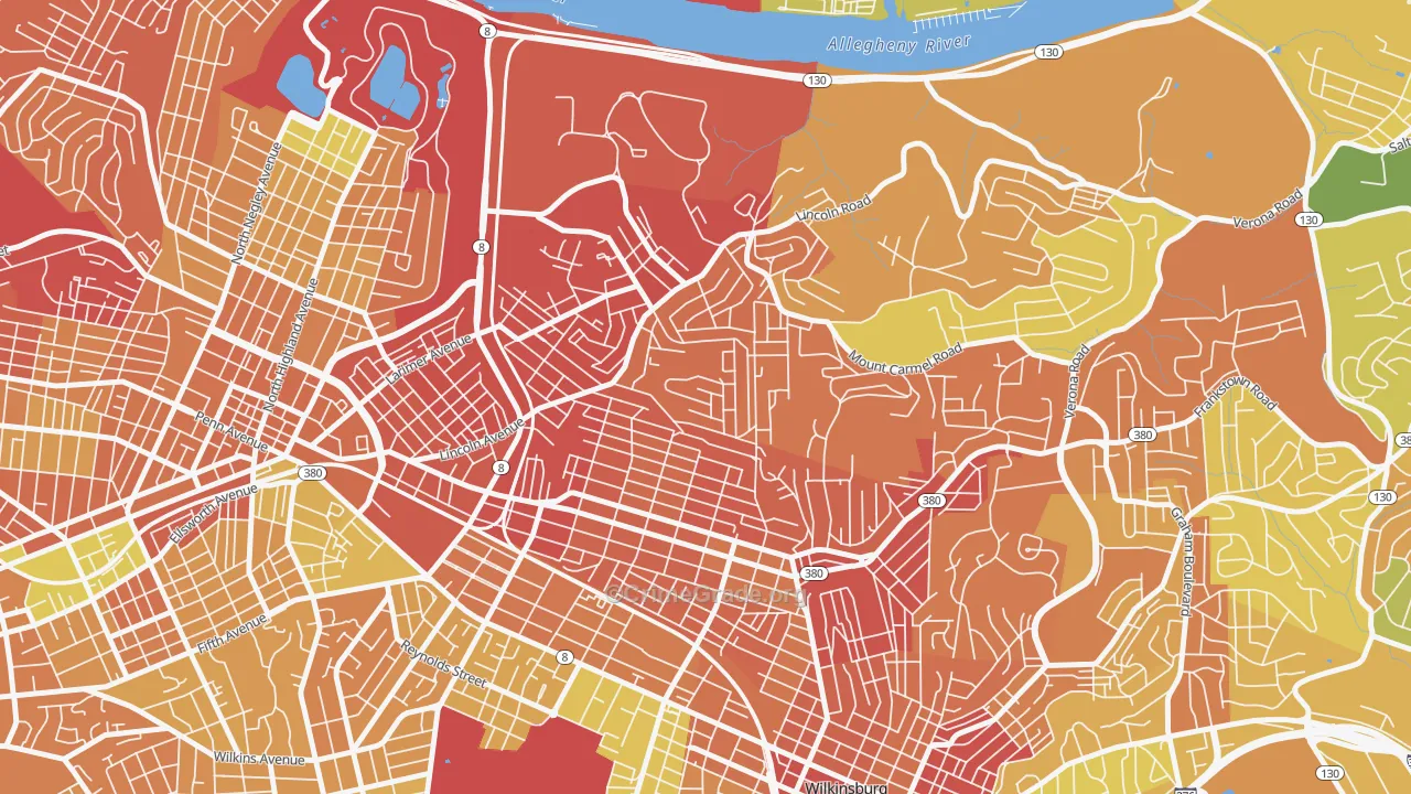 Homewood North, Pittsburgh, PA Map of Drug-Related Crime Rates
