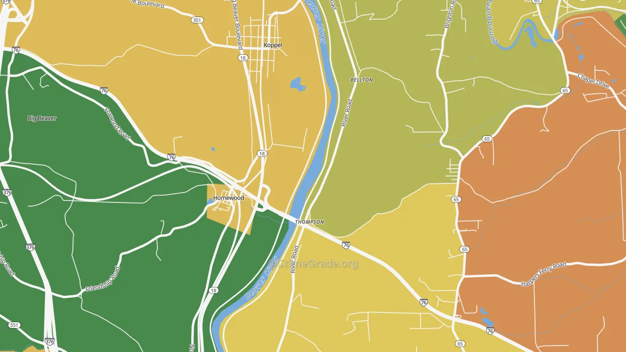 Homewood, PA Map of Drug-Related Crime Rates