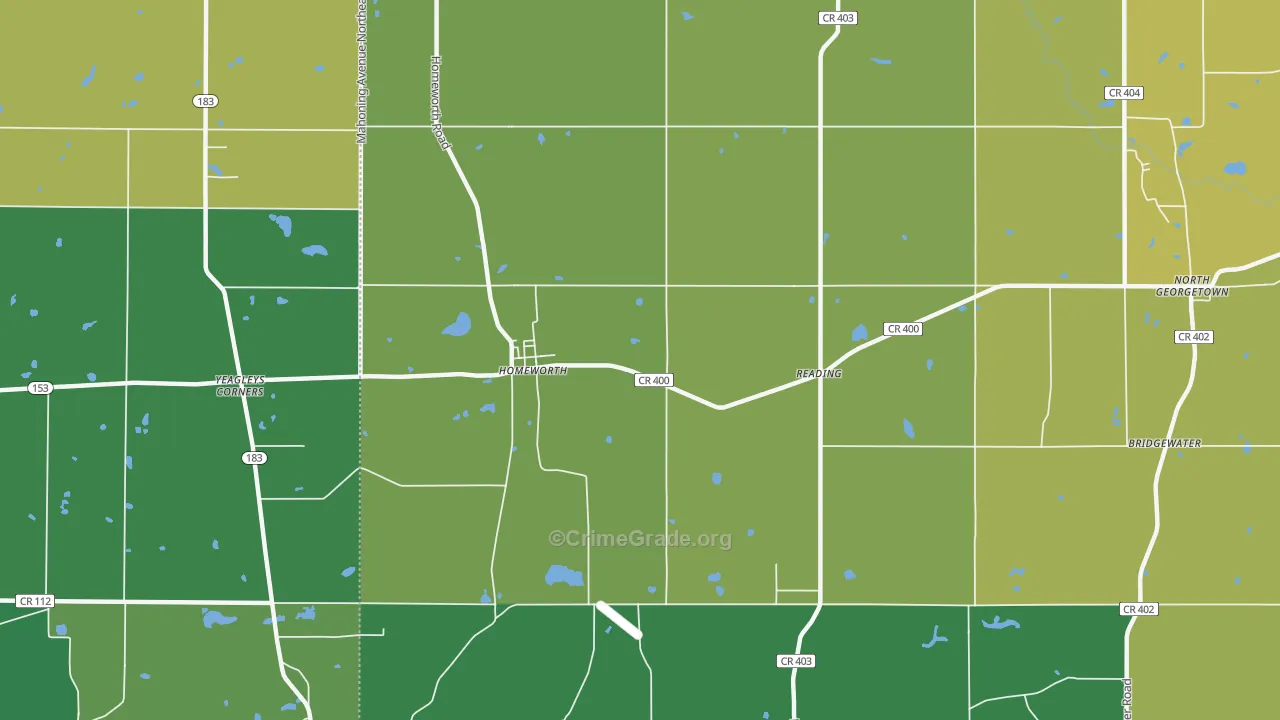Homeworth, OH Map of Drug-Related Crime Rates