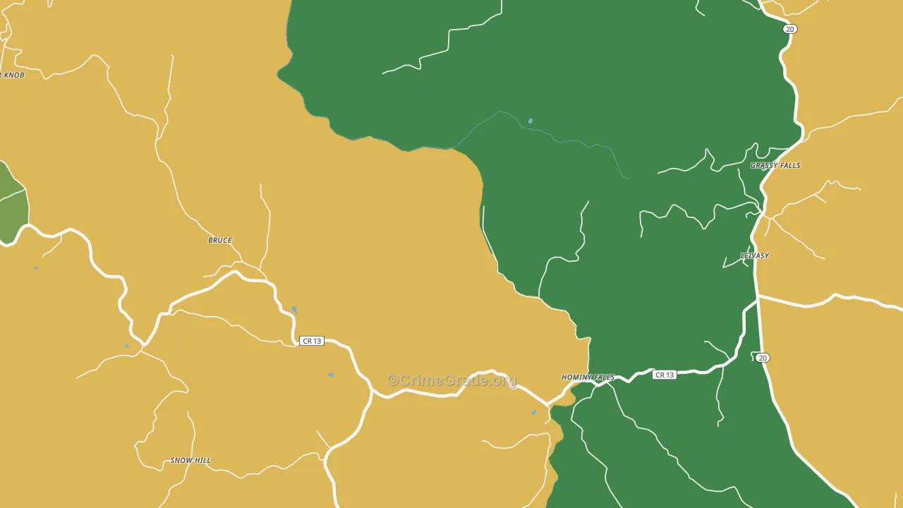 Hominy Falls, WV Map of Drug-Related Crime Rates