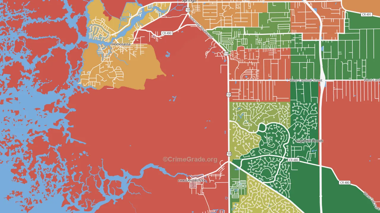 Homosassa, FL Map of Drug-Related Crime Rates