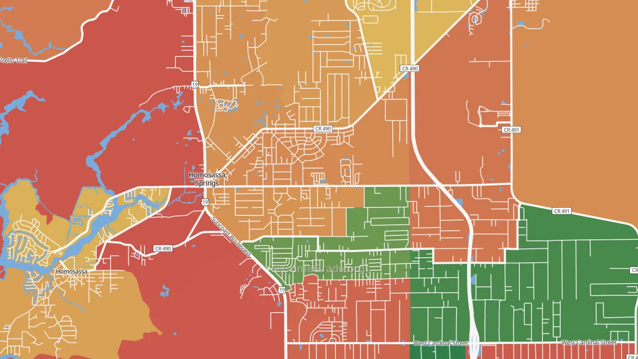 Homosassa Springs, FL Map of Drug-Related Crime Rates