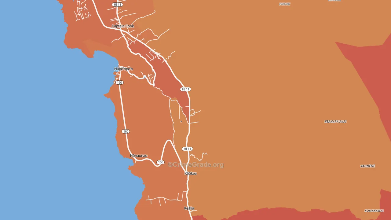 Honaunau-Napoopoo, HI Map of Drug-Related Crime Rates