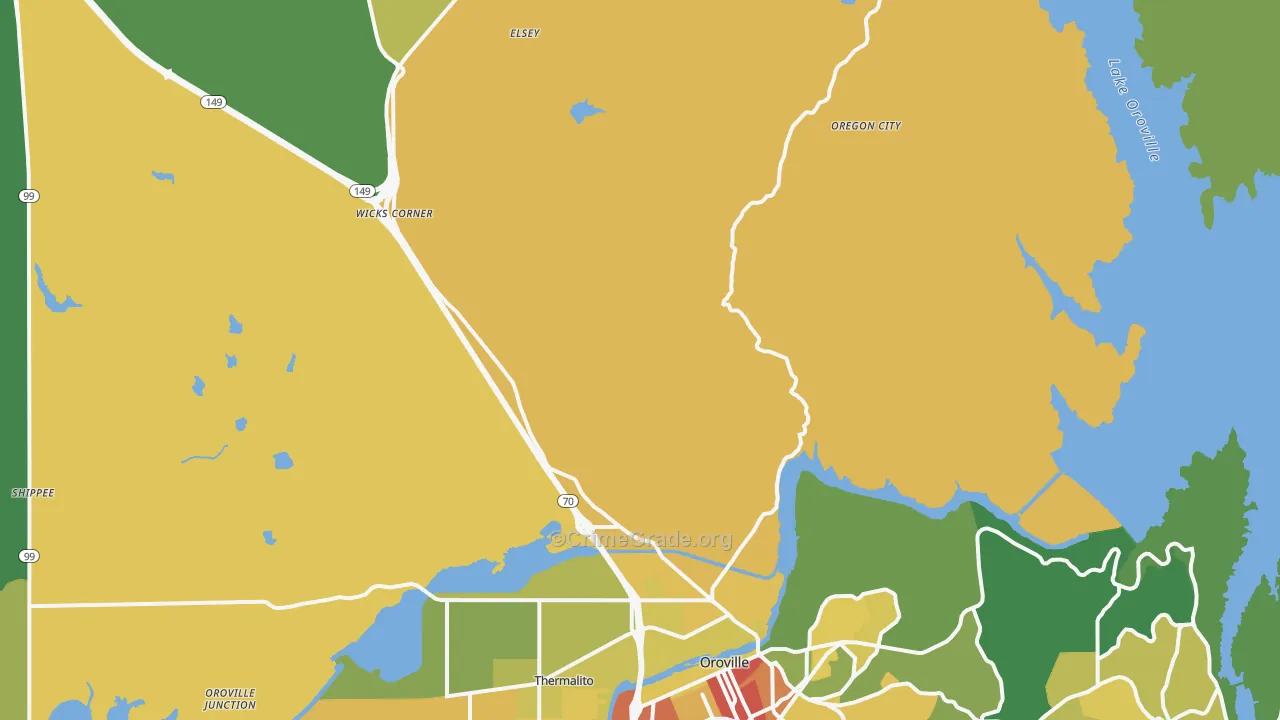 Honcut, CA Map of Drug-Related Crime Rates