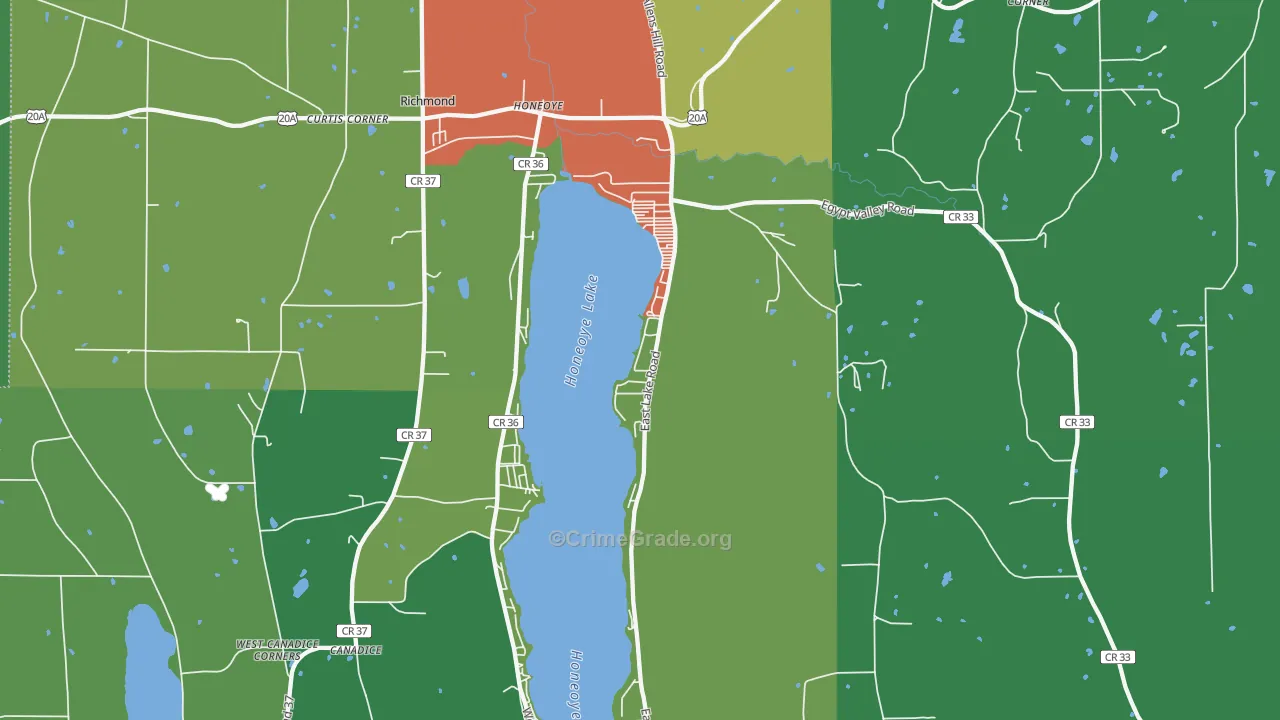 Honeoye, NY Map of Drug-Related Crime Rates