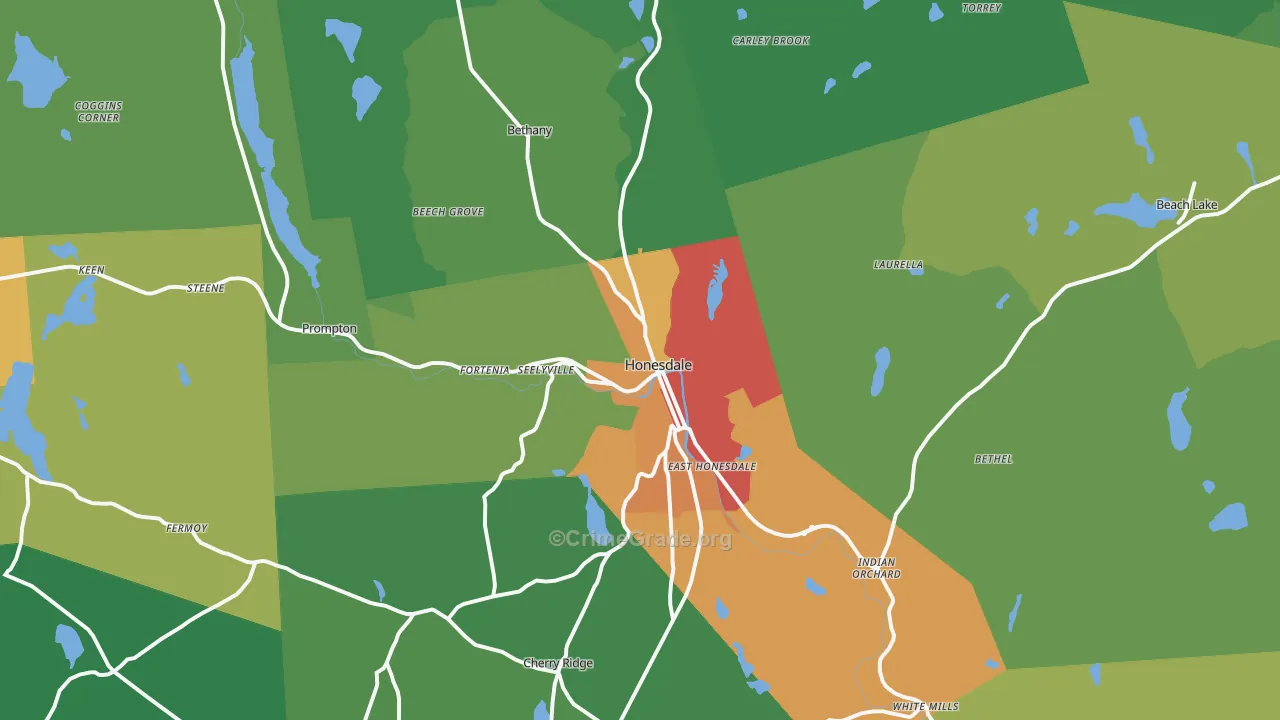 Honesdale, PA Map of Drug-Related Crime Rates