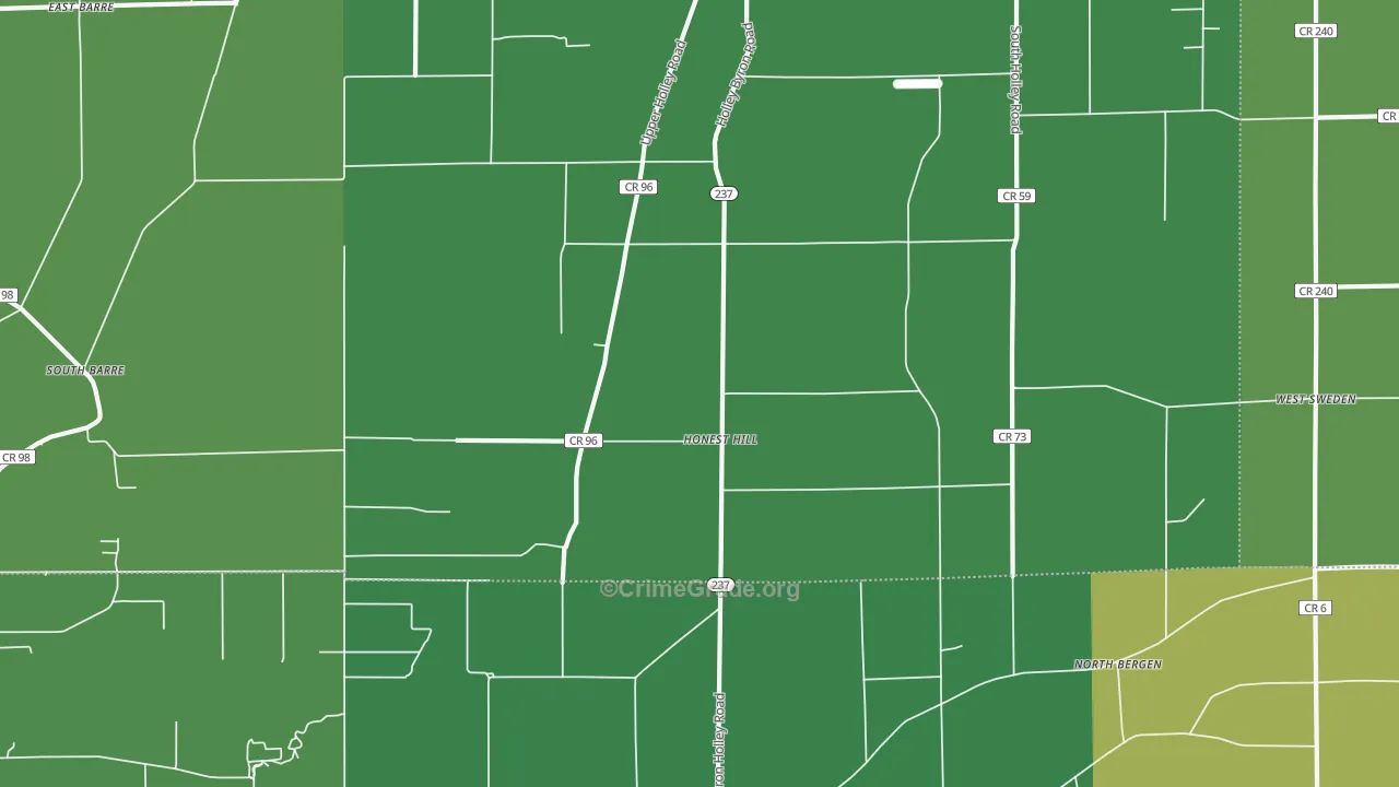 Honest Hill, NY Map of Drug-Related Crime Rates