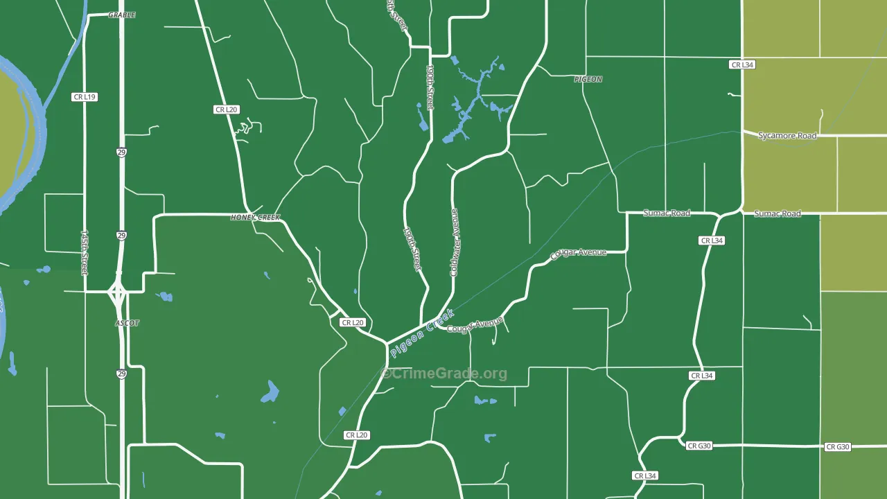 Honey Creek, IA Map of Drug-Related Crime Rates