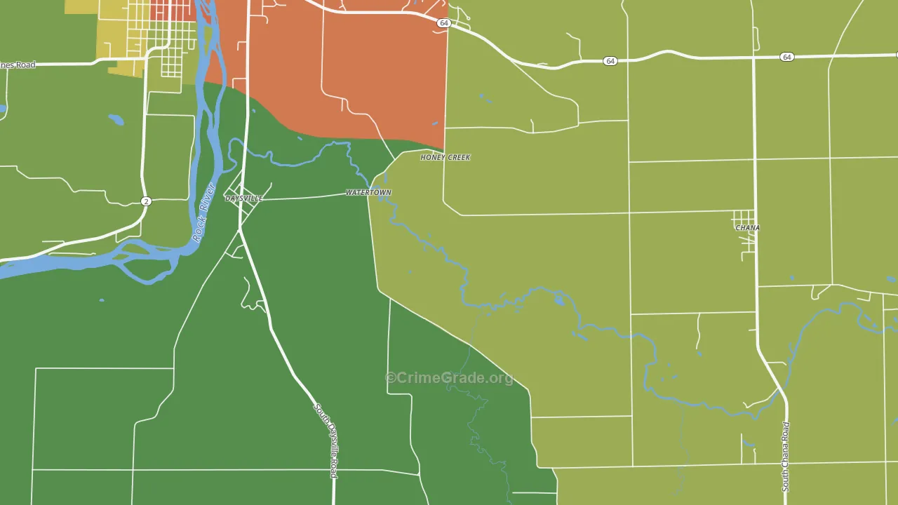 Honey Creek, IL Map of Drug-Related Crime Rates