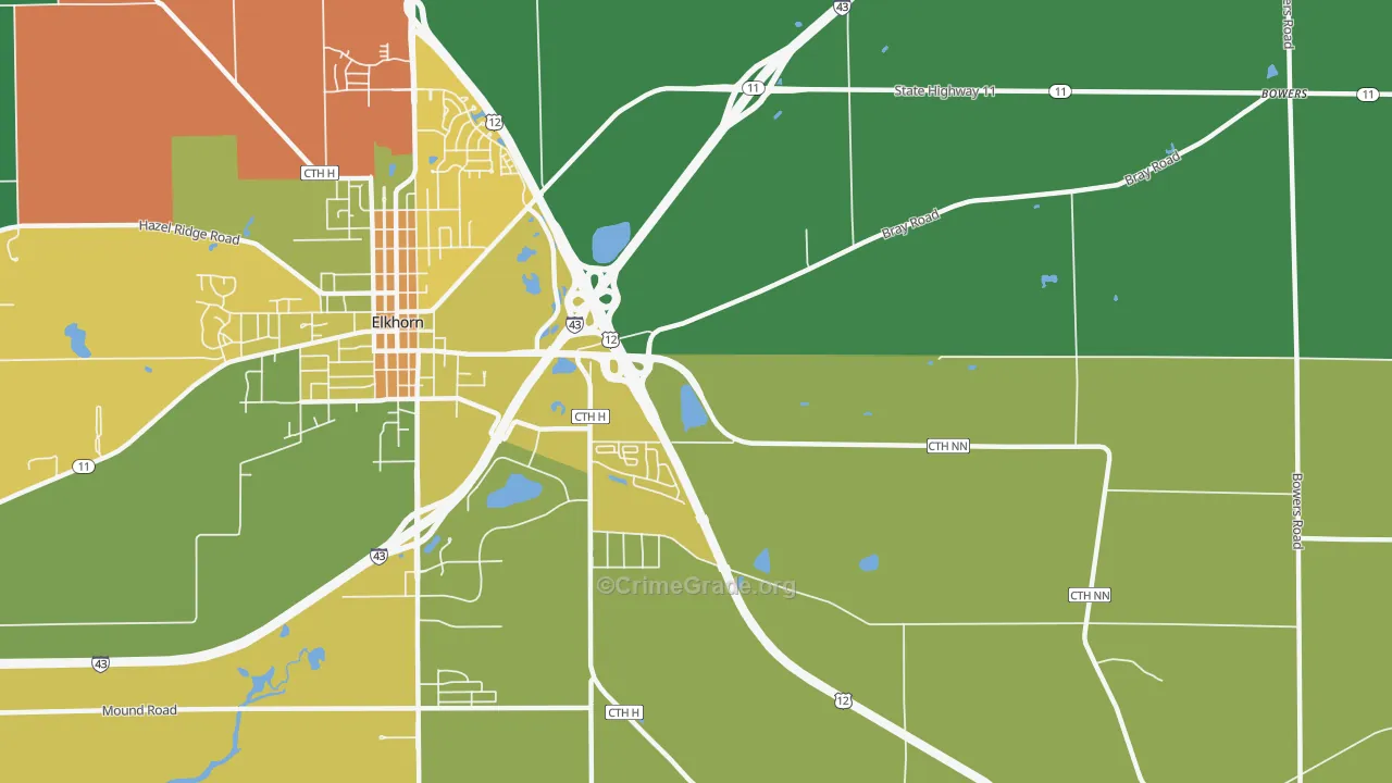 Honey Creek, WI Map of Drug-Related Crime Rates