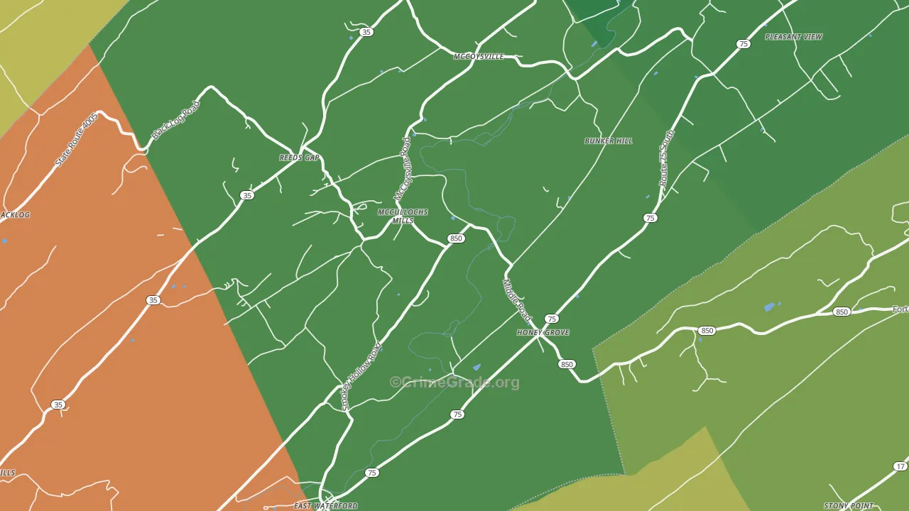 Honey Grove, PA Map of Drug-Related Crime Rates