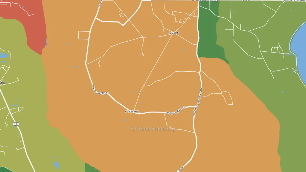 Honey Hill, NC Map of Drug-Related Crime Rates
