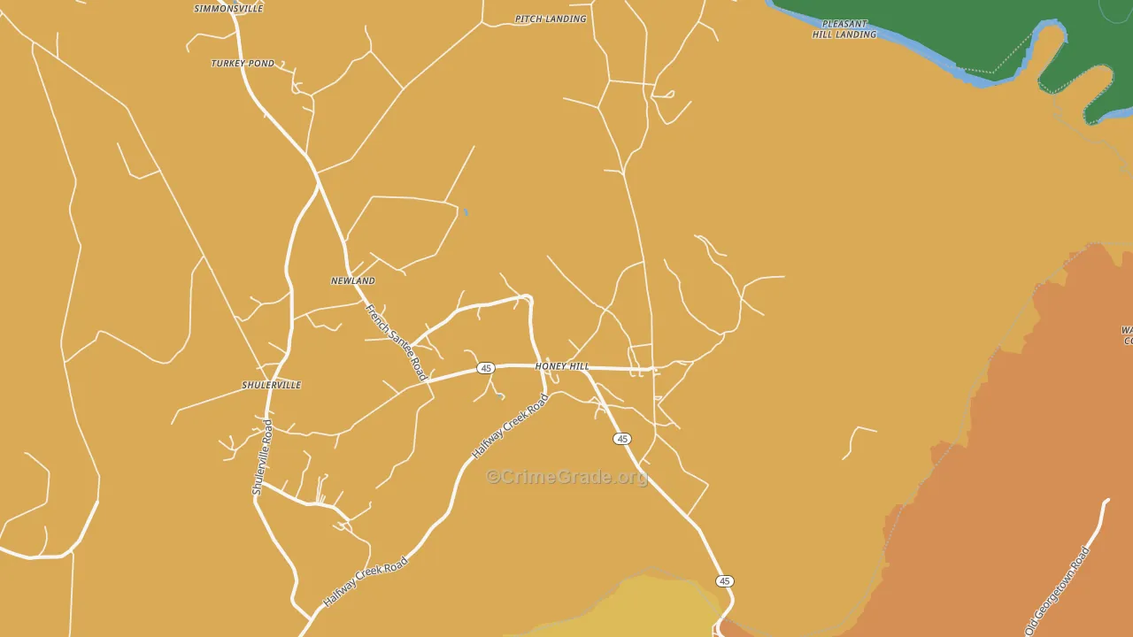 Honey Hill, SC Map of Drug-Related Crime Rates