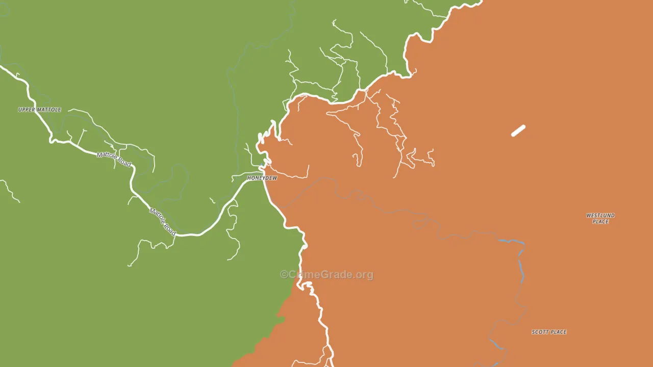 Honeydew, CA Map of Drug-Related Crime Rates