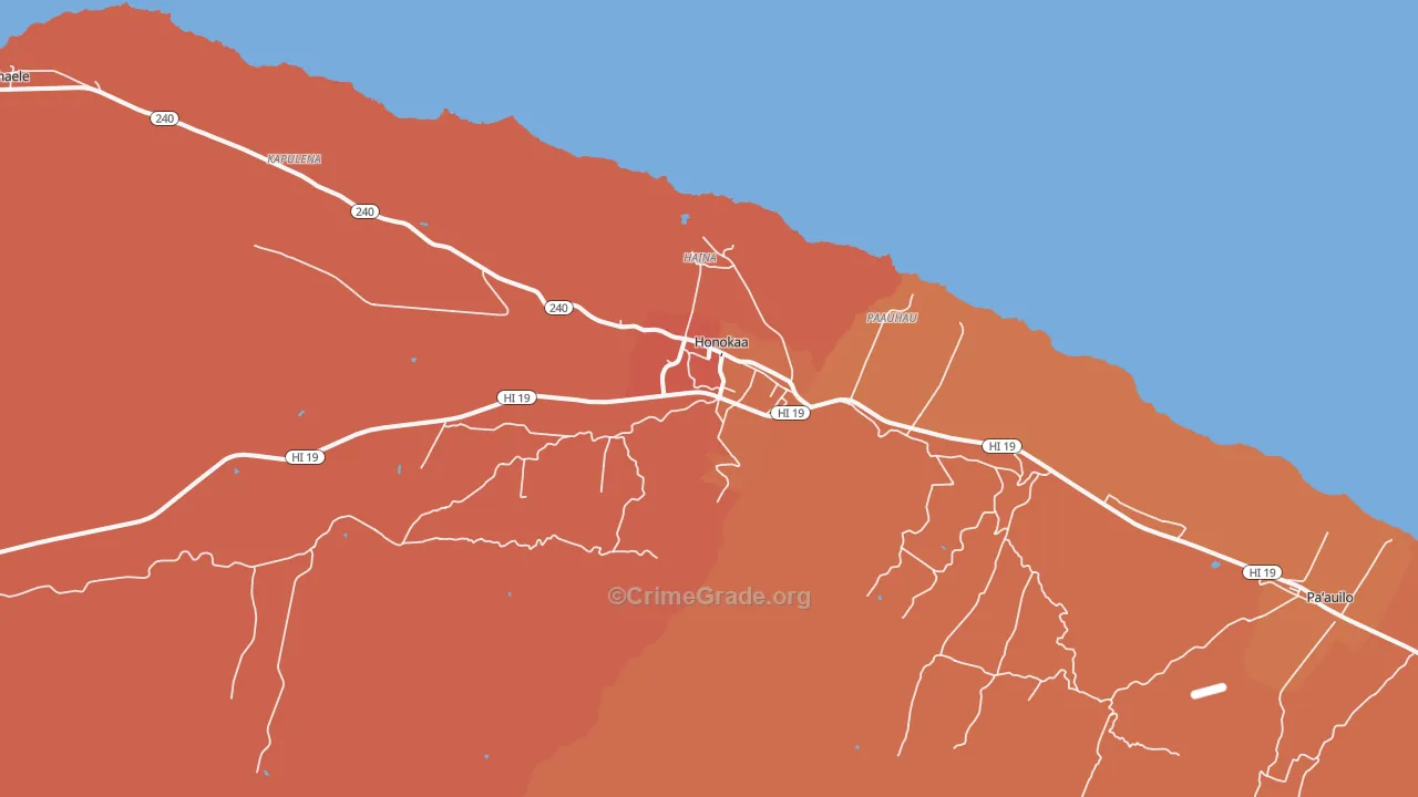 Honokaa, HI Map of Drug-Related Crime Rates
